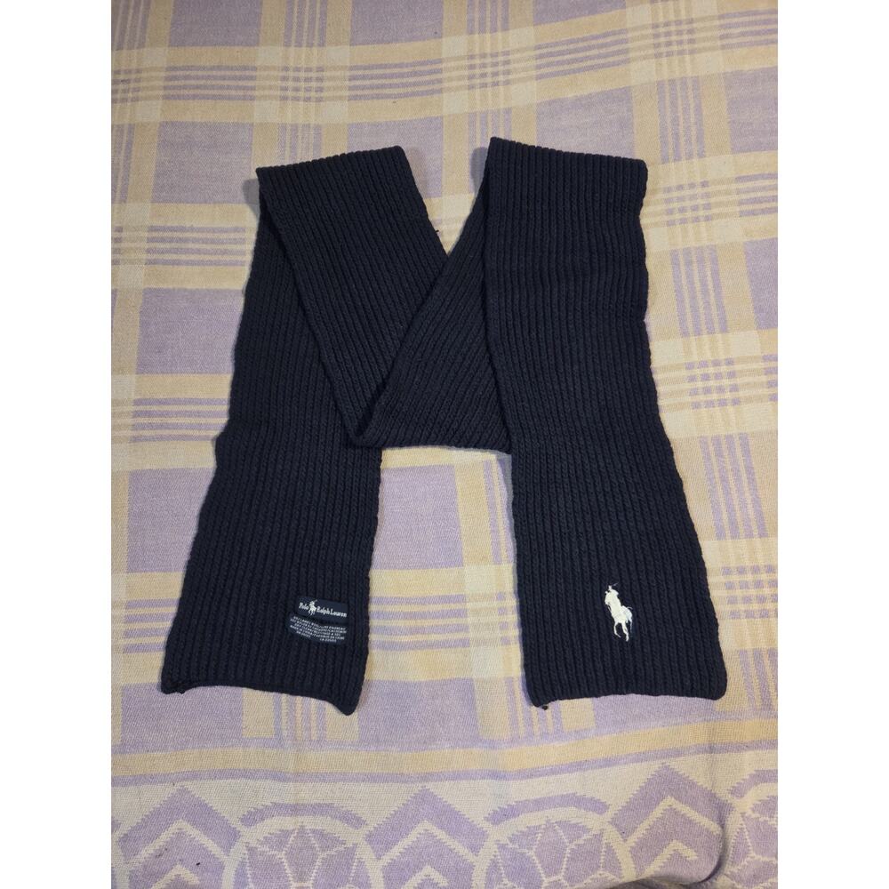 Polo Ralph Lauren Lambswool Cashmere Knit Scarf Big Pony Long Vtg 90s 2000s Y2k